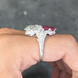 Exceptional Art Deco 7.22 CTW Diamond No Heat Burma Ruby Platinum Toi-Et-Moi Antique Ring GIA AGL Wilson's Estate Jewelry