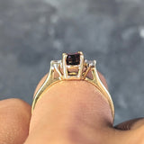 1990's 0.98 CTW Ruby Diamond 18 Karat Yellow Gold Three Stone Vintage Ring Wilson's Estate Jewelry
