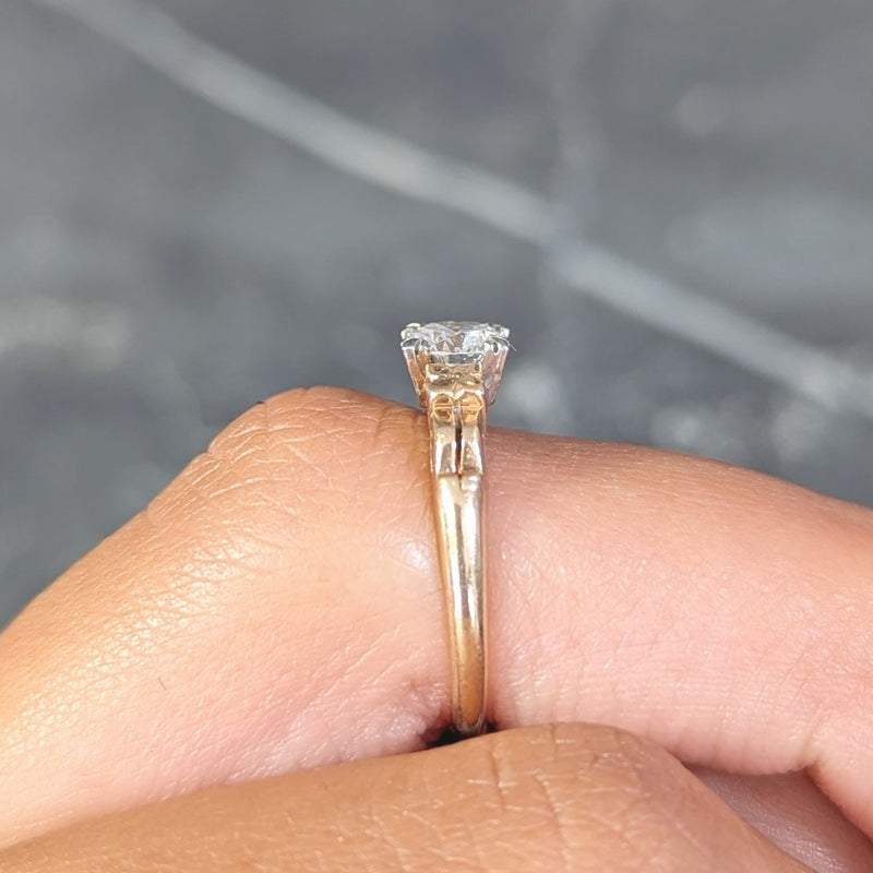 Retro 0.53 CTW Old European Cut Diamond 14 Karat Two-Tone Gold Orange Blossom Engagement Ring Wilson's Estate Jewelry