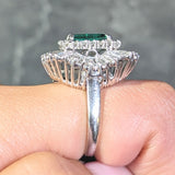 Mid-Century 4.22 CTW Emerald Diamond Platinum Ballerina Halo Convertible Vintage Pendant Ring GIA Wilson's Estate Jewelry