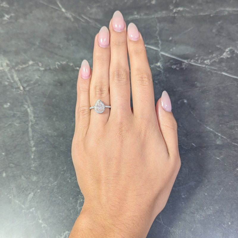 1.38 CTW Pear Fancy Pink Diamond 18 Karat Gold Gold Halo Engagement Ring GIA Wilson's Estate Jewelry