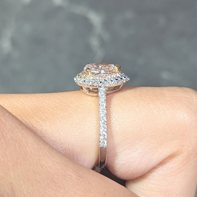 1.38 CTW Pear Fancy Pink Diamond 18 Karat Gold Gold Halo Engagement Ring GIA Wilson's Estate Jewelry