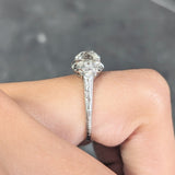 Art Deco 1.58 CTW Old European Cut Diamond Platinum Checkerboard Vintage Engagement Ring Wilson's Estate Jewelry