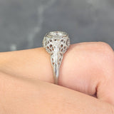 Art Deco 0.31 CTW Old European Cut Diamond 18 Karat Gold Lotus Engagement Ring Wilson's Estate Jewelry