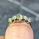 Victorian Cat's Eye Chrysoberyl 14 Karat Gold Five Stone Antique Band Ring Wilson's Estate Jewelry