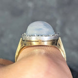 Moonstone Diamond Silver-Topped 18 Karat Yellow Gold Antique Ring Wilson's Estate Jewelry