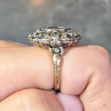 Arts & Crafts 1.26 CTW Rose Cut Diamond Silver-Topped 14 Karat Gold Floral Ring Wilson's Estate Jewelry