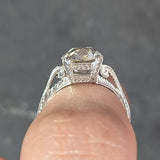 Art Deco 2.69 CTW Old Mine Cut 18 Karat White Gold Volute Antique Engagement Ring GIA Wilson's Estate Jewelry