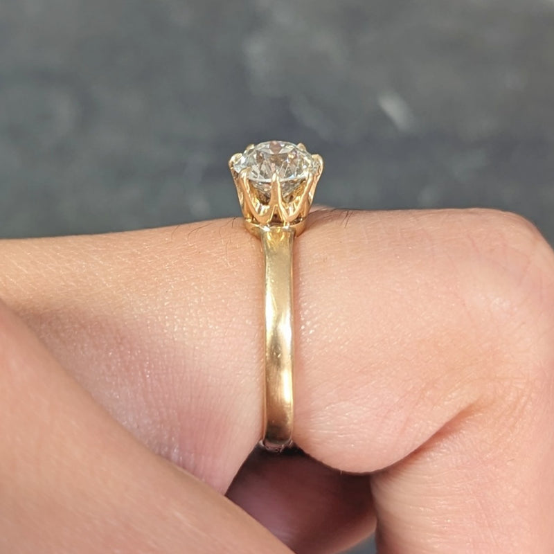 Victorian 1.00 CTW Old European Cut Diamond 14 Karat Yellow Gold Antique Solitaire Engagement Ring Wilson's Estate Jewelry