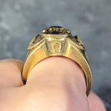 Art Nouveau 4.57 CTW Zircon 14 Karat Yellow Gold Winged Serpent Antique Men's Unisex Ring Wilson's Estate Jewelry