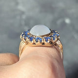 Retro Sapphire Moonstone 14 Karat Gold Vintage Halo Ring Wilson's Estate Jewelry
