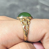 Art Nouveau Nephrite Jade 14 Karat Yellow Gold Antique Unisex Signet Ring Wilson's Estate Jewelry