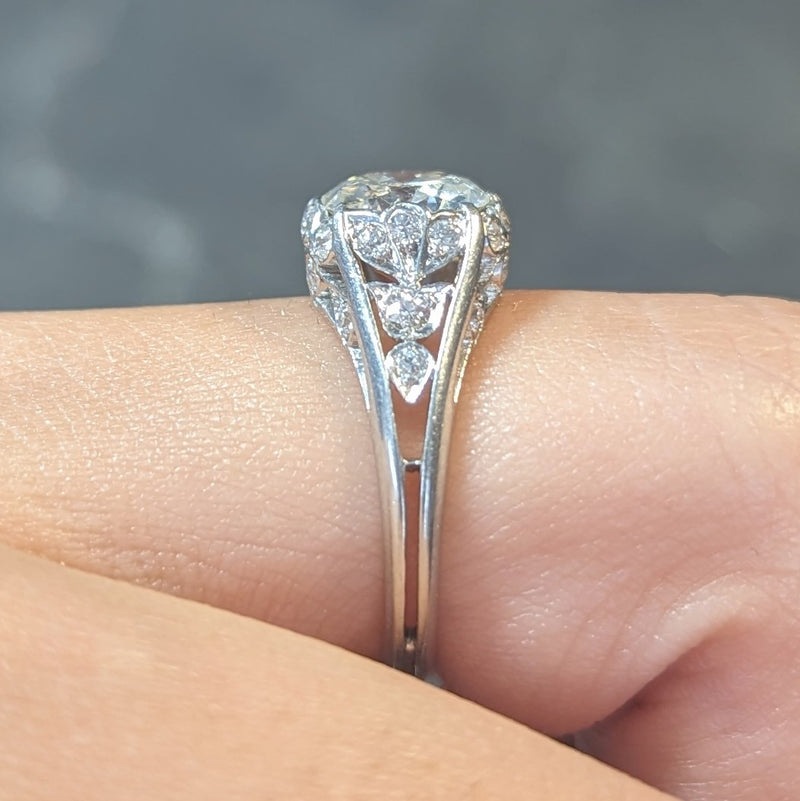 Art Deco Emerald and Diamond Cluster Platinum Ring 0.60ct + 1.0ct | Philip  Lloyd Jewellers