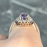 Victorian 1.78 CTW No Heat Ceylon Purple Sapphire 18 Karat Yellow Gold Antique Halo Ring GIA Wilson's Estate Jewelry