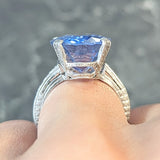 Art Deco 15.41 CTW No Heat Ceylon Sapphire Diamond Platinum Wheat Ring GIA Wilson's Estate Jewelry