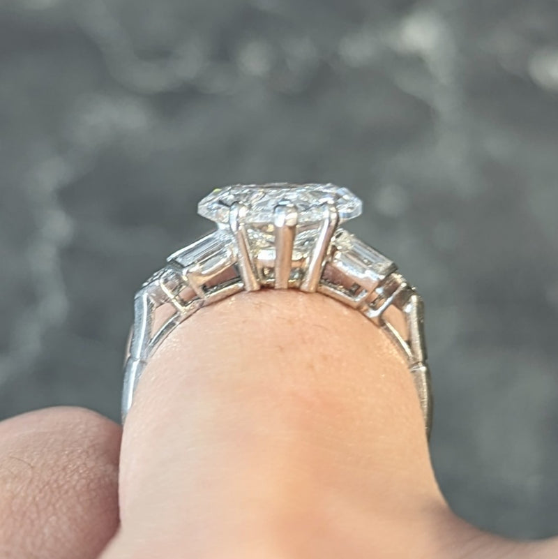 Birks Maison Mid-Century 2.88 CTW Heart Cut Diamond Platinum Vintage Engagement Ring GIA Wilson's Estate Jewelry