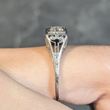 Art Deco 0.29 CTW Old European Diamond 14 Karat White Gold Column Engagement Ring Wilson's Estate Jewelry