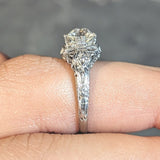 Art Deco 1.03 CTW Old European Cut Diamond Platinum Orange Blossom Engagement Ring Wilson's Estate Jewelry