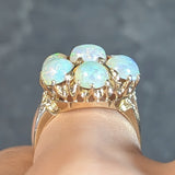Mid-Century Opal Cabochon 14 Karat Yellow Gold Vintage Floral Cluster Ring Wilson's Estate Jewelry