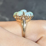 Mid-Century Opal Cabochon 14 Karat Yellow Gold Vintage Floral Cluster Ring Wilson's Estate Jewelry