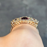 Victorian 1.57 CTW No Heat Ruby Diamond 14 Karat Yellow Gold Antique Cluster Ring GIA Wilson's Estate Jewelry