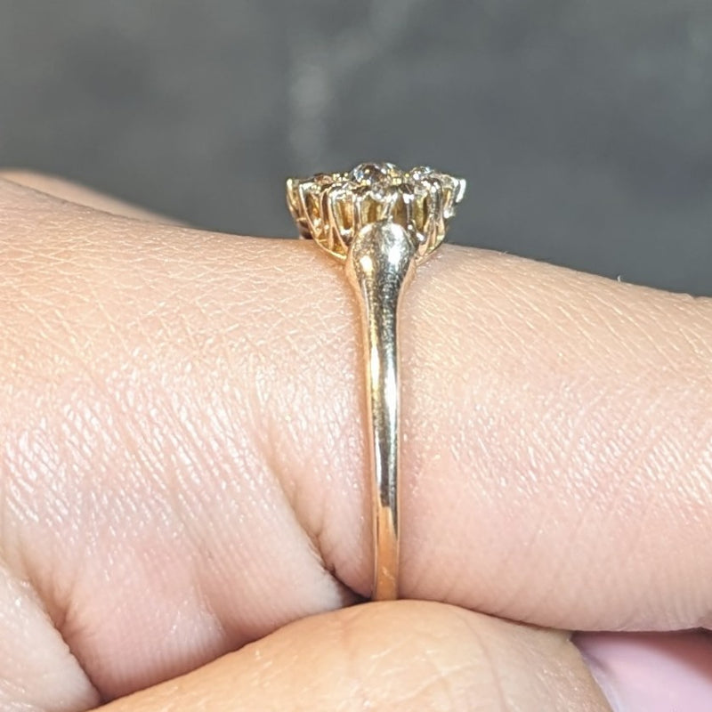 Victorian 1.57 CTW No Heat Ruby Diamond 14 Karat Yellow Gold Antique Cluster Ring GIA Wilson's Estate Jewelry