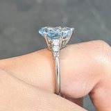 Contemporary 2.24 CTW Pear Cut Aquamarine Diamond 14 Karat White Gold Ring Wilson's Estate Jewelry