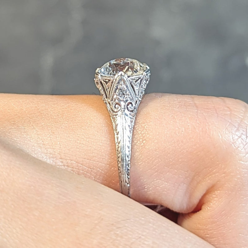 Art Deco 1928 1.18 CTW Old European Cut Diamond Platinum Twist Engagement  Ring | Wilson's Estate Jewelry