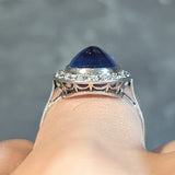 Art Deco 6.32 CTW No Heat Burma Sapphire Diamond Platinum Halo Ring AGL Wilson's Estate Jewelry