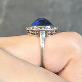 Art Deco 6.32 CTW No Heat Burma Sapphire Diamond Platinum Halo Ring AGL Wilson's Estate Jewelry