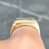3.48 CTW Flush Emerald Cut Diamond 18 Karat Yellow Gold Vintage Three Stone Unisex Ring Wilson's Estate Jewelry