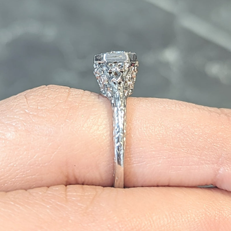 Antique basket setting clearance engagement ring