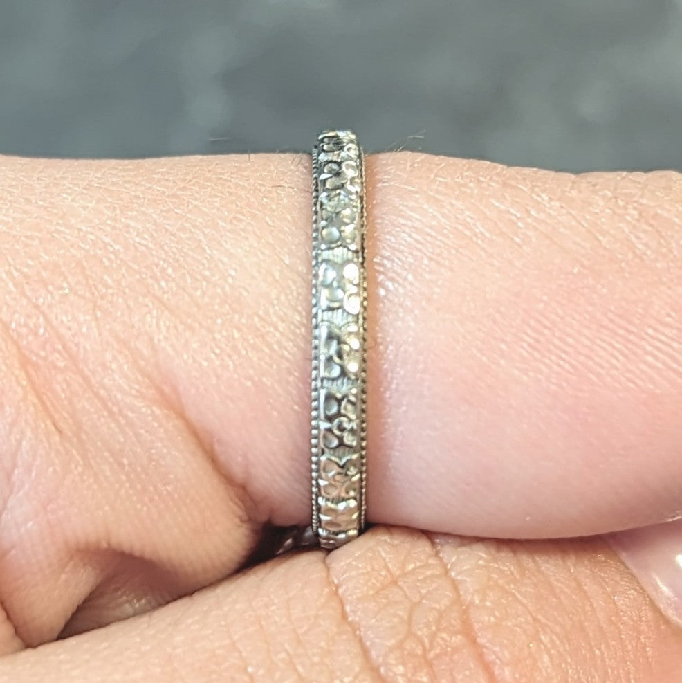 Art Deco 18 Karat Gold Orange Blossom Vintage Stacking Wedding Band Ring Wilson's Estate Jewelry