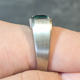 3.79 CTW Colombian Emerald Diamond 14 Karat White Gold Three Stone Men's Unisex Ring GIA Wilson's Estate Jewelry