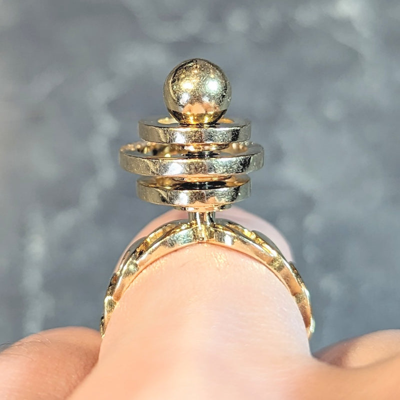 Norman Teufel Diamond 18 Karat Gold Arch Vintage Kinetic Fidget Spinning Ring Wilson's Estate Jewelry