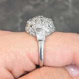Art Deco 2.70 CTW Old Mine Cut Diamond Platinum Dome Vintage Cluster Ring Wilson's Estate Jewelry