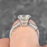 Mid-Century 2.74 CTW Transitional Cut Diamond Platinum Three Stone Engagement Ring GIA Wilson's Estate Jewelry