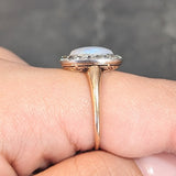 Edwardian Jelly Opal Diamond Platinum 18 Karat Rose Gold Antique Halo Ring Wilson's Estate Jewelry