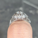 1928 Art Deco 0.56 CTW Old European Diamond Platinum Fleur-De-Lis Vintage Engagement Ring Wilson's Estate Jewelry