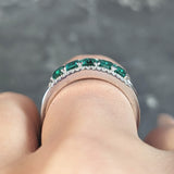 Contemporary 1.47 CTW Emerald Diamond 18 Karat White Gold Heart Band Ring Wilson's Estate Jewelry