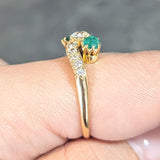 1.08 CTW Emerald Diamond 18 Karat Yellow Gold Vintage Bypass Ring Wilson's Estate Jewelry