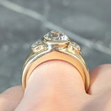 Mellerio 2.95 CTW Old Mine Cut Diamond 18 Karat Yellow Gold Three Stone Vintage Unisex Ring Wilson's Estate Jewelry