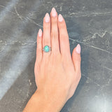 Art Deco Opal Diamond Platinum Ivy Bombé Vintage Gemstone Ring Wilson's Estate Jewelry