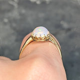 Victorian Opal Cabochon 18 Karat Yellow Gold Antique Solitaire Ring Wilson's Estate Jewelry