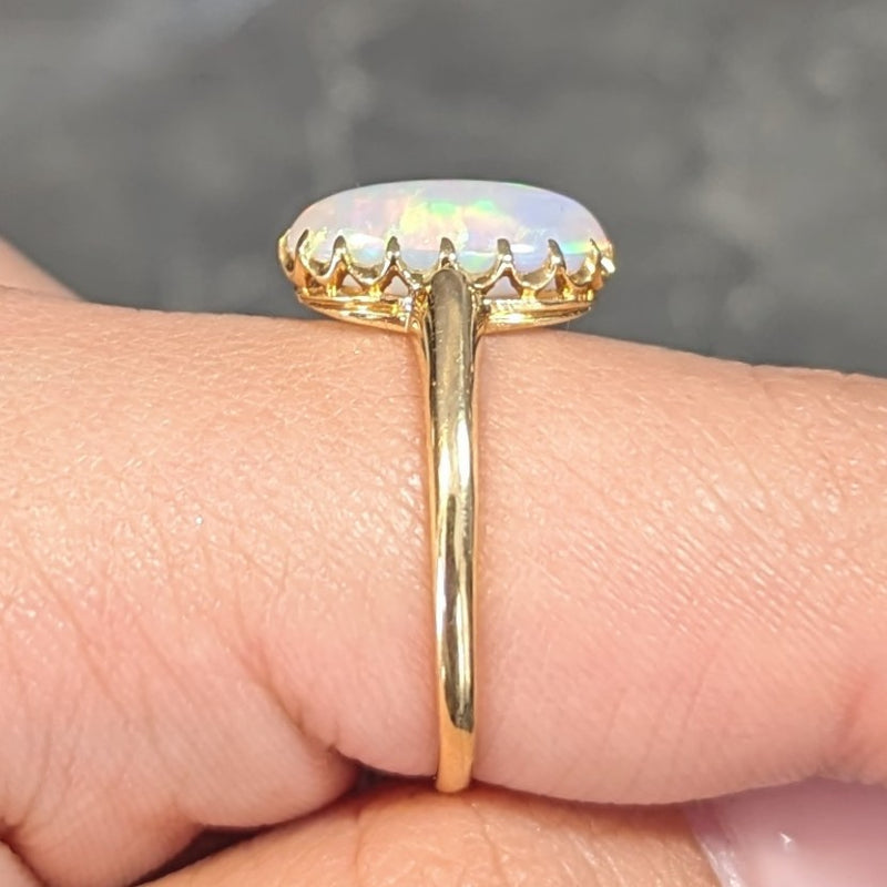 Victorian Opal Cabochon 18 Karat Yellow Gold Antique Solitaire Ring Wilson's Estate Jewelry