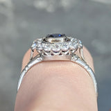 Art Deco 1.62 CTW Sapphire Diamond Platinum Floating Halo Ring Wilson's Estate Jewelry
