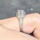 Art Deco 1.22 CTW Old European Cut Diamond Platinum Scrolling Bombé Vintage Engagement Ring Wilson's Estate Jewelry