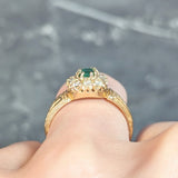 Victorian 0.65 CTW Emerald Diamond 14 Karat Yellow Gold Antique Halo Ring Wilson's Estate Jewelry