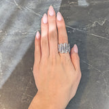 Gucci Diamond 18 Karat White Gold Bamboo Wide Statement Ring Wilson's Estate Jewelry