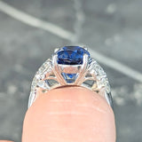 JB Star 7.15 CTW Ceylon Sapphire Diamond Platinum Five Stone Ring GIA Wilson's Estate Jewelry